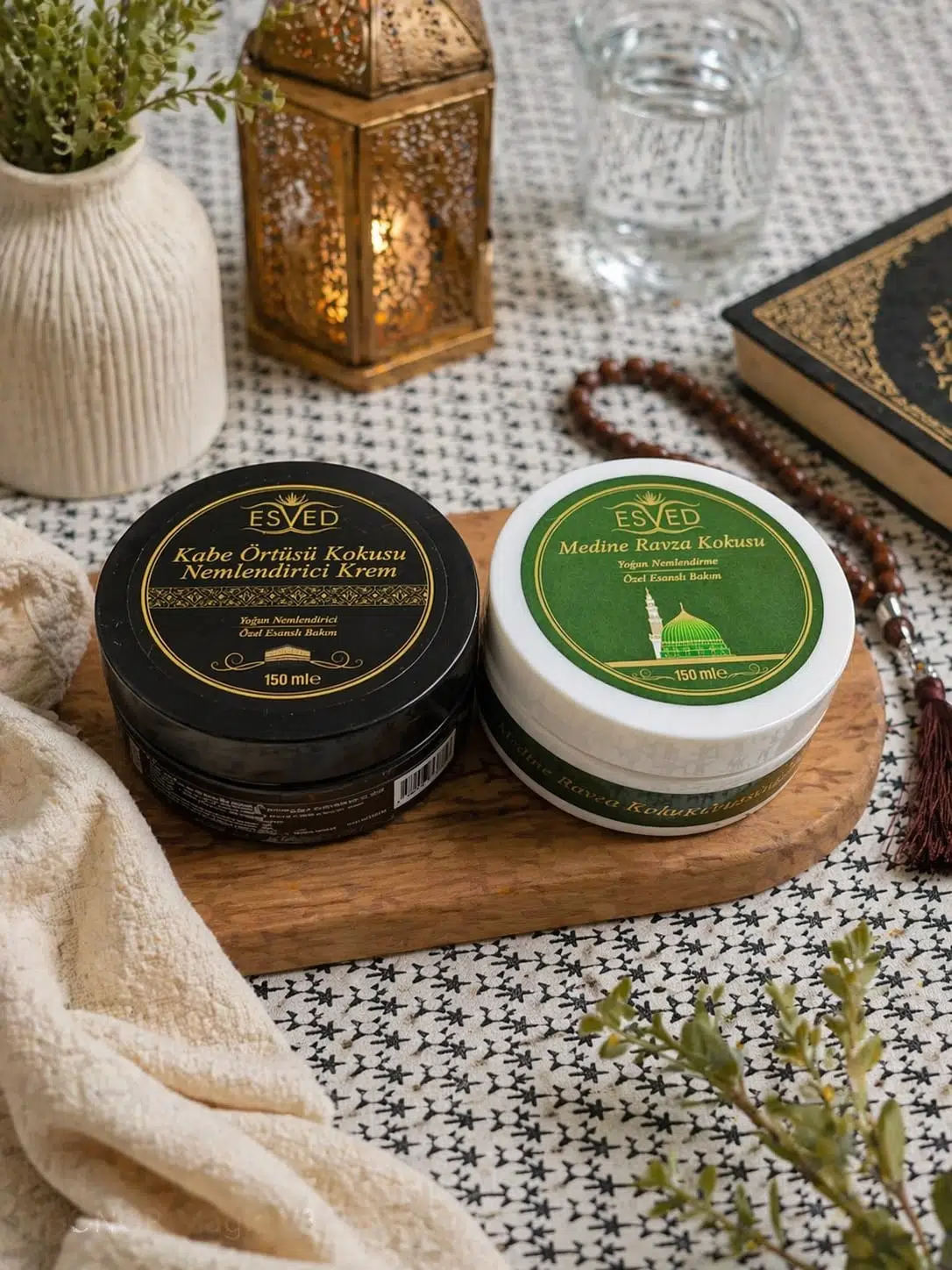ESVED Ravza & Kâbe Örtüsü Kokulu Nemlendirici Krem 150 ml x 2 Set – Yoğun Nemlendirme, Kalıcı Esans, El & Vücut Bakımı