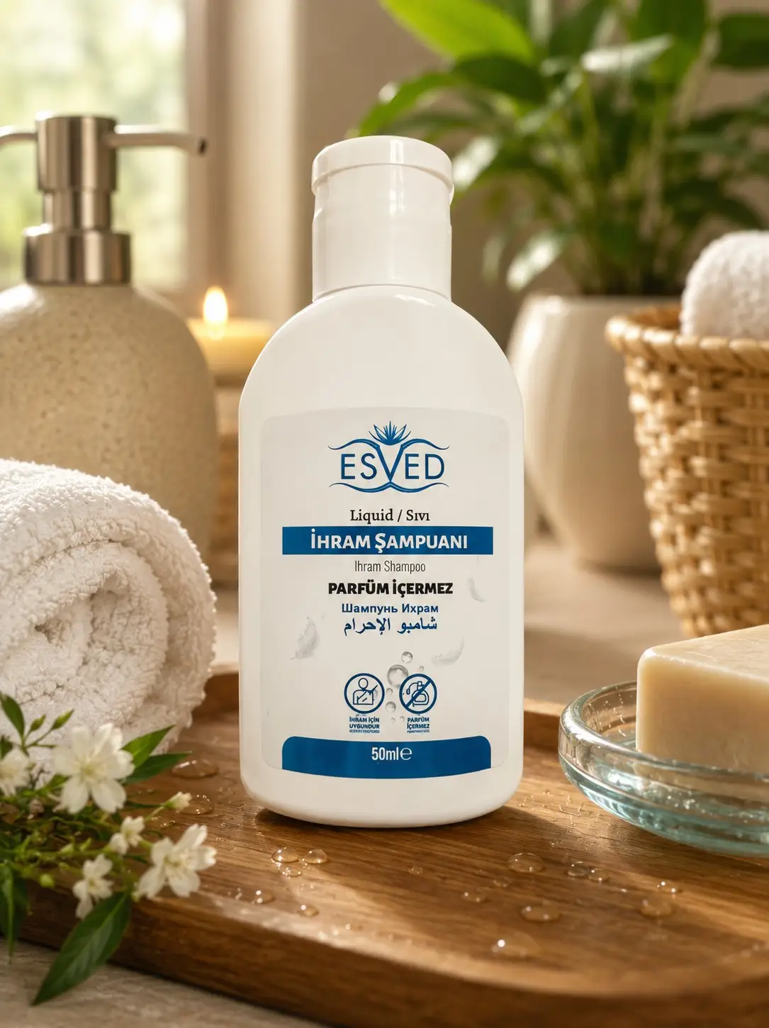 Esved Kokusuz ve Alkolsüz Şampuan 50 ML Beyaz Şişe