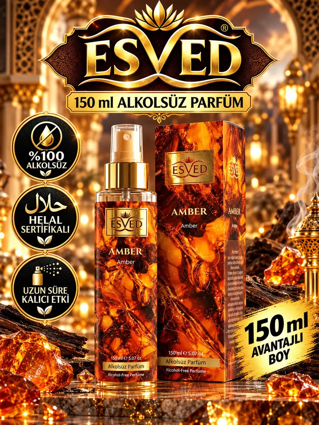Amber Kokusu Alkolsüz Parfüm 150 ml.