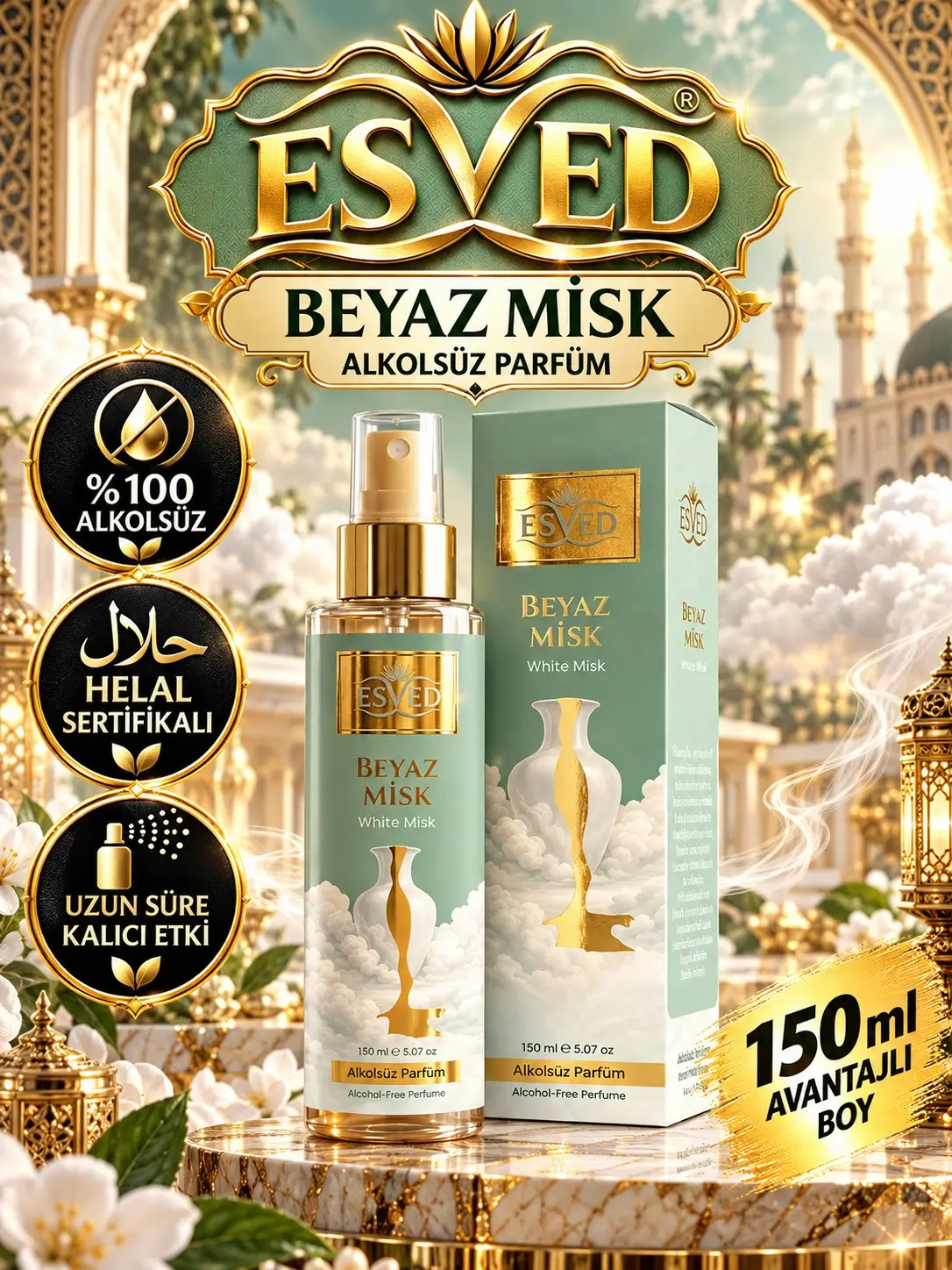 Beyaz Misk Kokusu Alkolsüz Parfüm 150 ml.