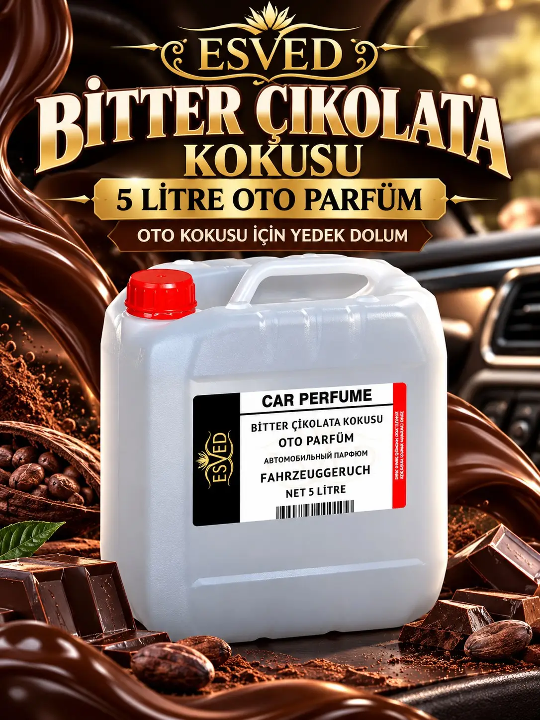 Bitter Çikolata Kokusu Araba Kokusu, Oto Parfüm 5 Litre