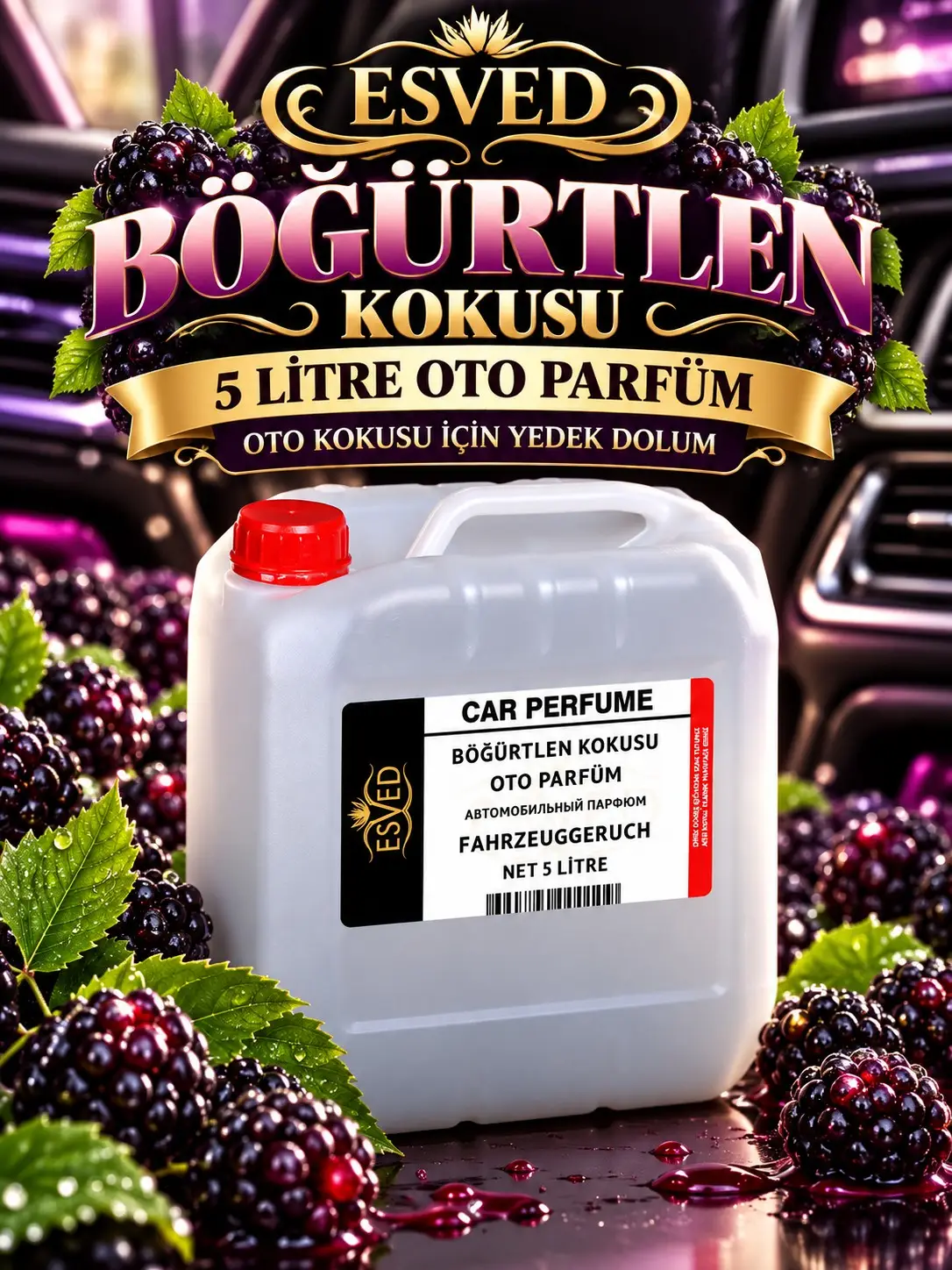 Böğürtlen Kokusu Araba Kokusu, Oto Parfüm 5 Litre Böğürtlen Kokusu Araba Kokusu, Oto Parfüm 5 Litre