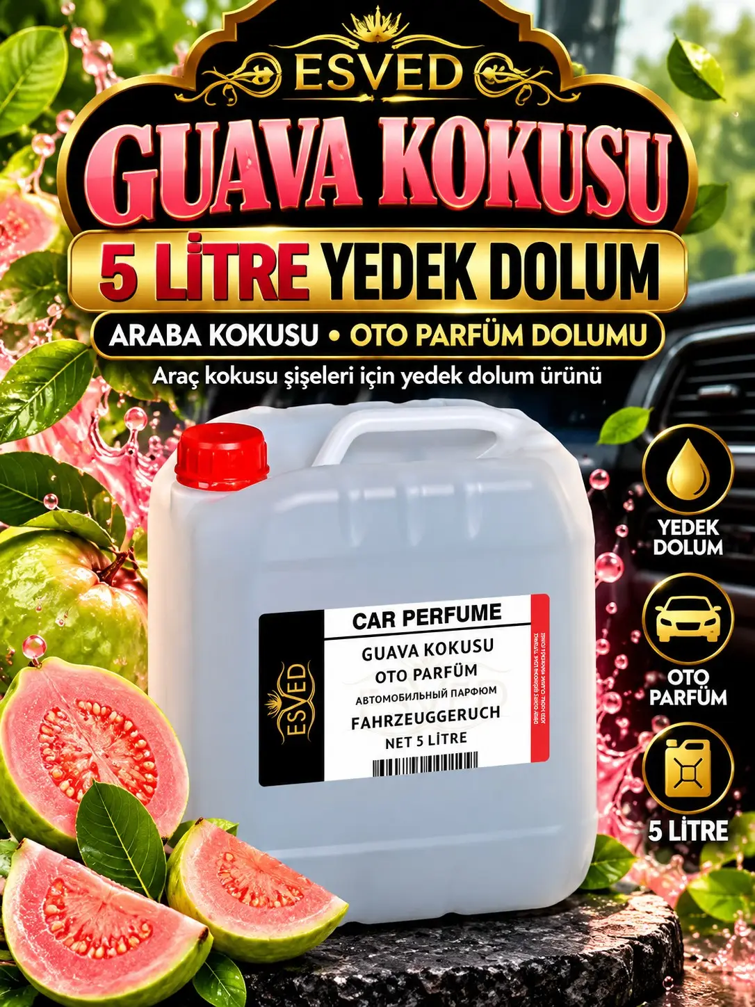 Guava Kokusu Araba Kokusu, Oto Parfüm 5 Litre Guava Kokusu Araba Kokusu, Oto Parfüm 5 Litre