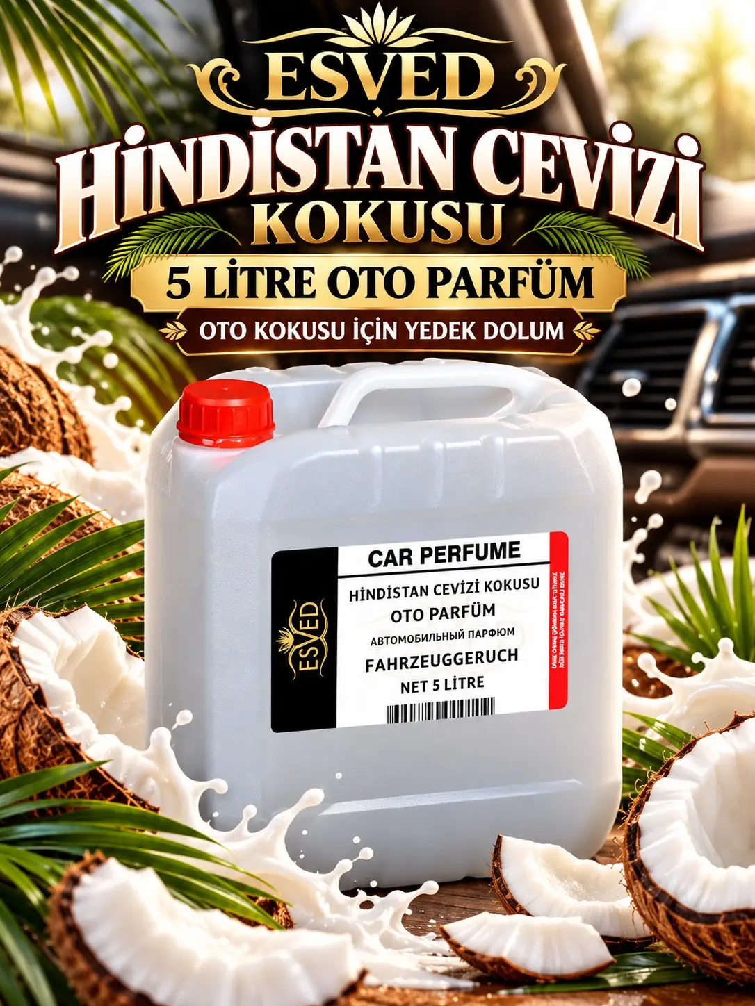 Hindistan Cevizi Kokusu Araba Kokusu, Oto Parfüm 5 Litre Hindistan Cevizi Kokusu Araba Kokusu, Oto Parfüm 5 Litre