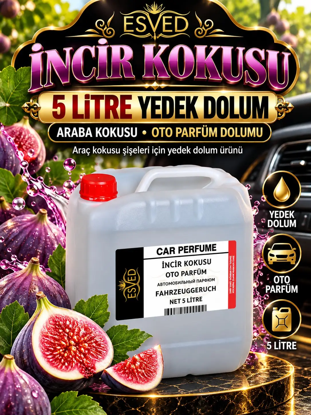 İncir Kokusu Araba Kokusu, Oto Parfüm 5 Litre İncir Kokusu Araba Kokusu, Oto Parfüm 5 Litre
