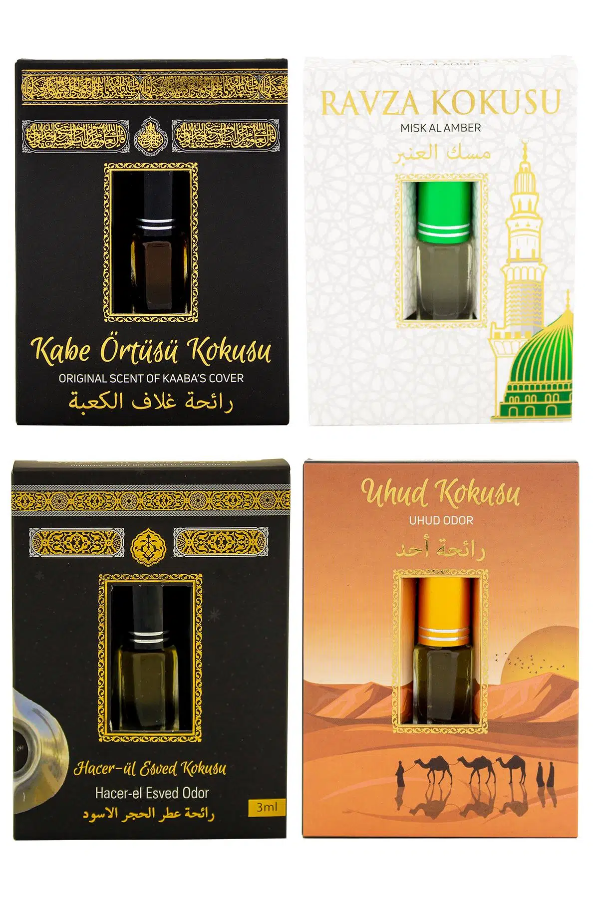 Kabe Örtüsü Kokusu Medine Ravza Kokusu Hacerül Esved Kokusu ve Uhud kokusu Alkolsüz Esans 3ml