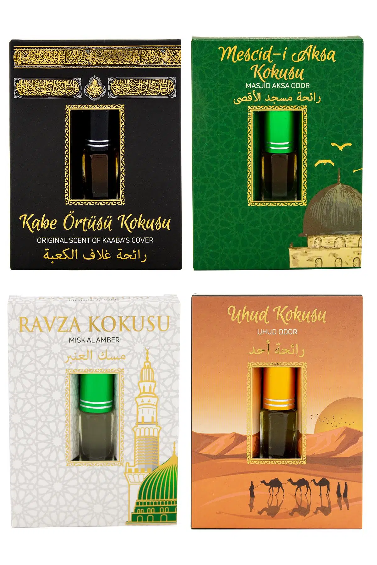Kabe Örtüsü Kokusu Mescidi Aksa kokusu Medine Ravza Kokusu ve Uhud Kokusu Alkolsüz Esans 3ml