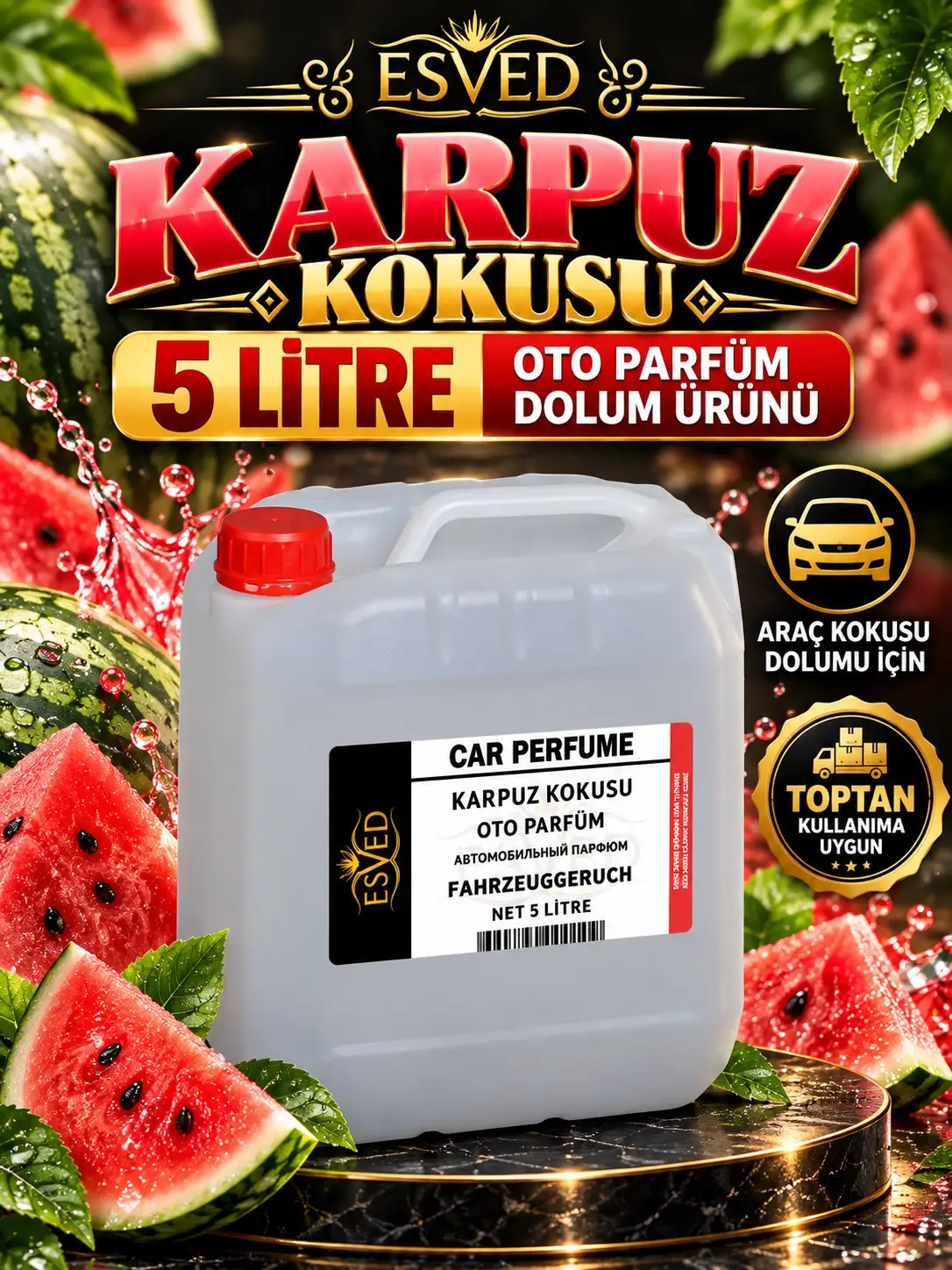 Karpuz Kokusu Araba Kokusu, Oto Parfüm 5 Litre Karpuz Kokusu Araba Kokusu, Oto Parfüm 5 Litre