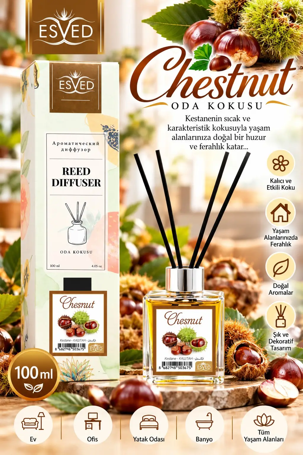 Kestane Kokusu 100 Ml Çubuklu Oda Kokusu