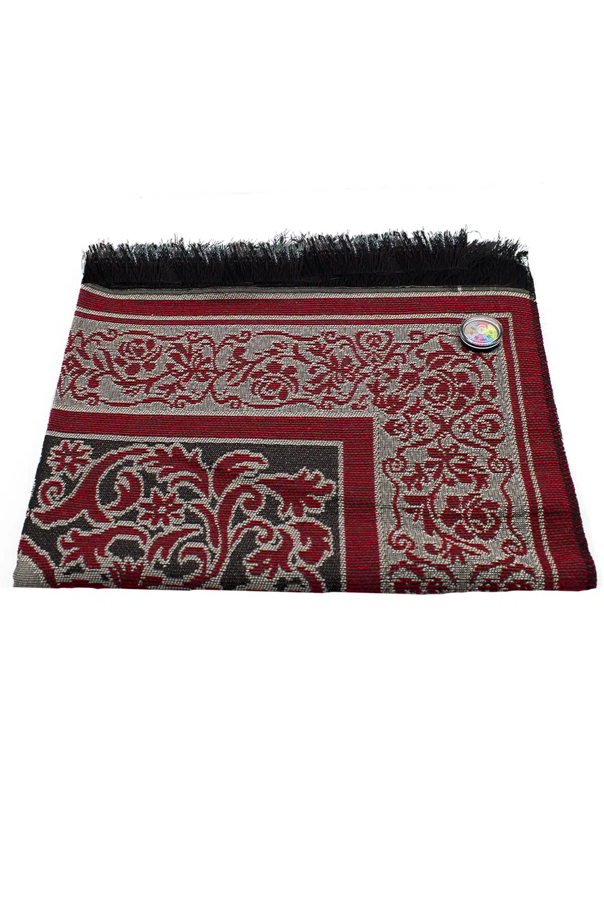 Kıbleyi Gösteren Pusulalı Kırmızı Seccade