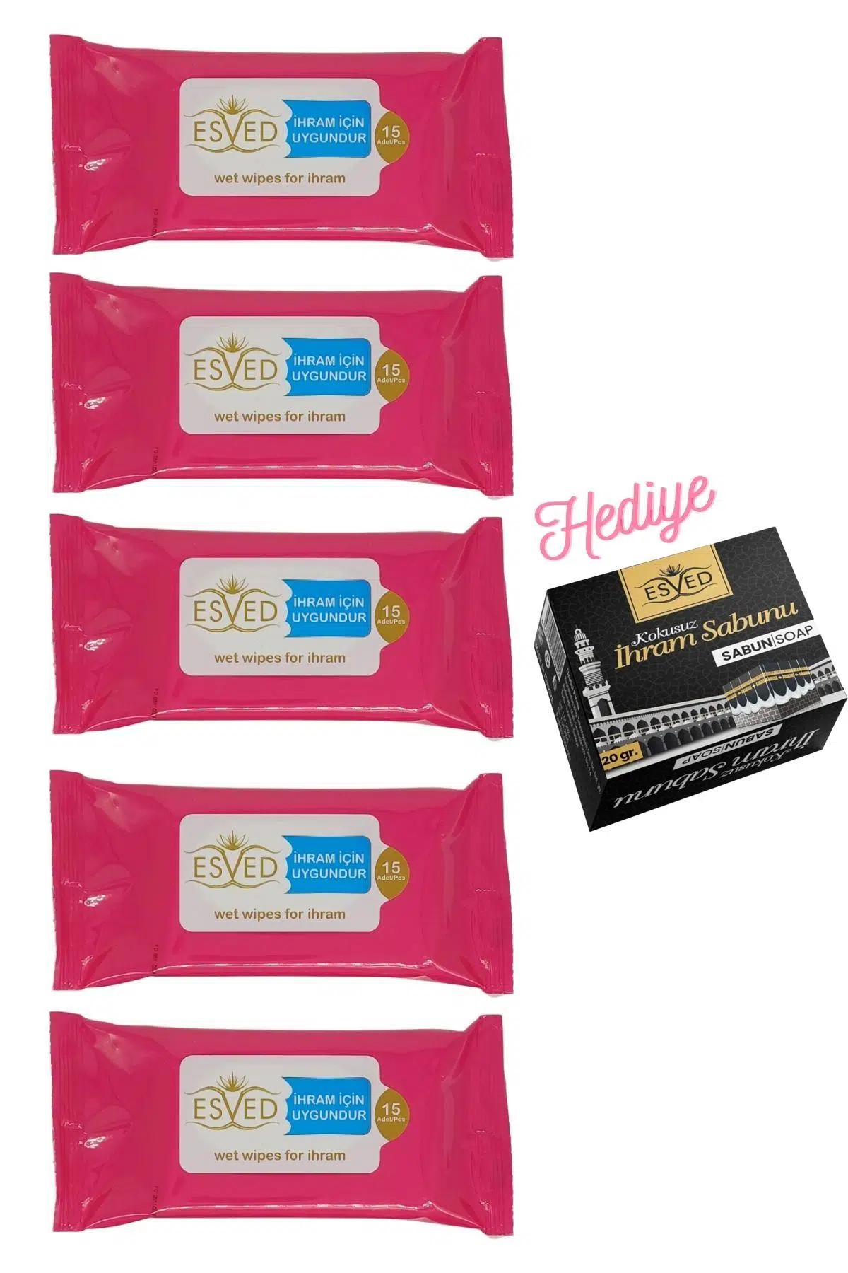 Kokusuz Islak Mendil 5 Adet İhram Sabunu Hediyeli