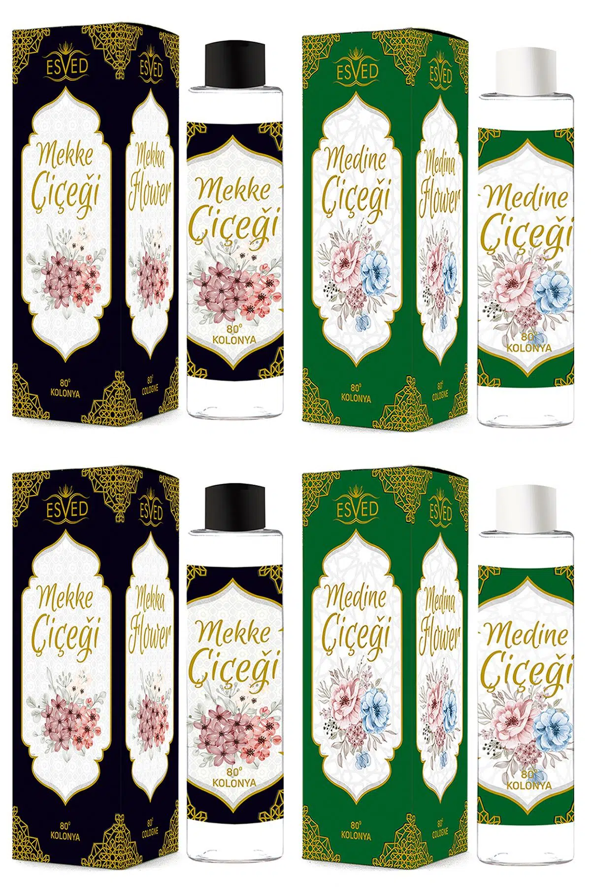 Mekke Çiçeği Ve Medine Çiçeği Kolonya 400Ml. 80 Derece 4 Adet