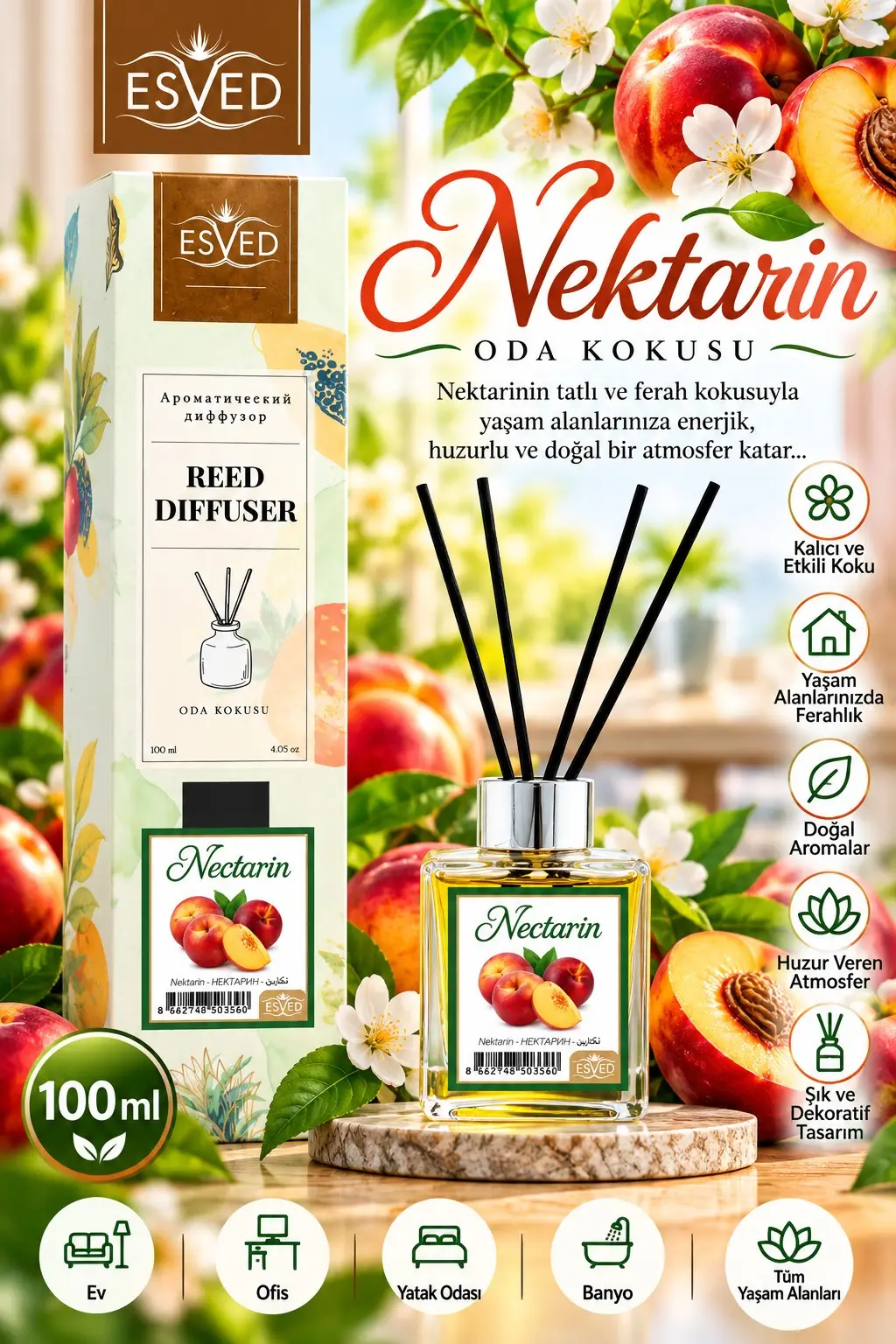 Nektarin Kokusu 100 Ml Çubuklu Oda Kokusu Nektarin Kokusu 100 Ml Çubuklu Oda Kokusu