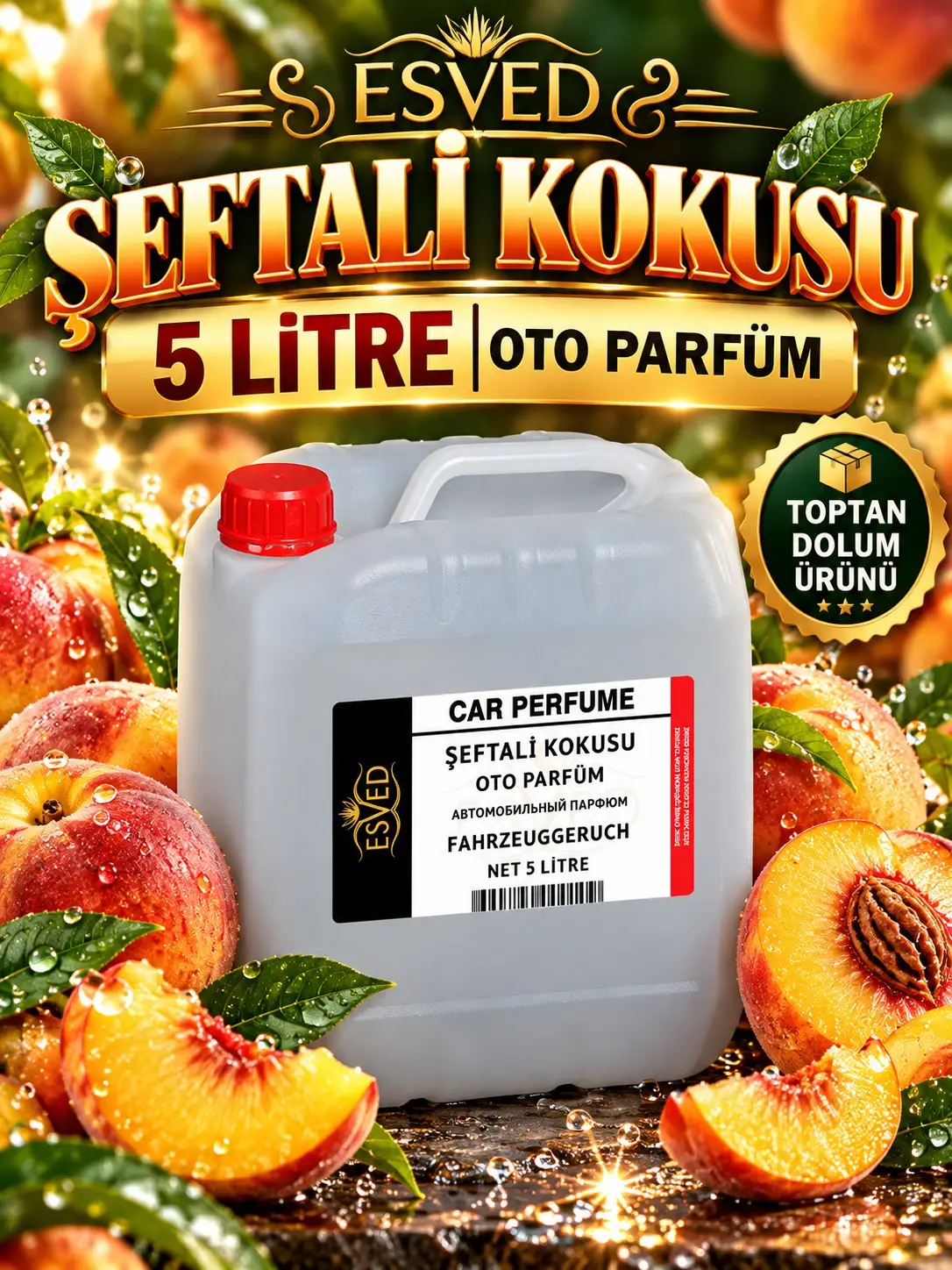 Şeftali Kokusu Araba Kokusu, Oto Parfüm 5 Litre Şeftali Kokusu Araba Kokusu, Oto Parfüm 5 Litre