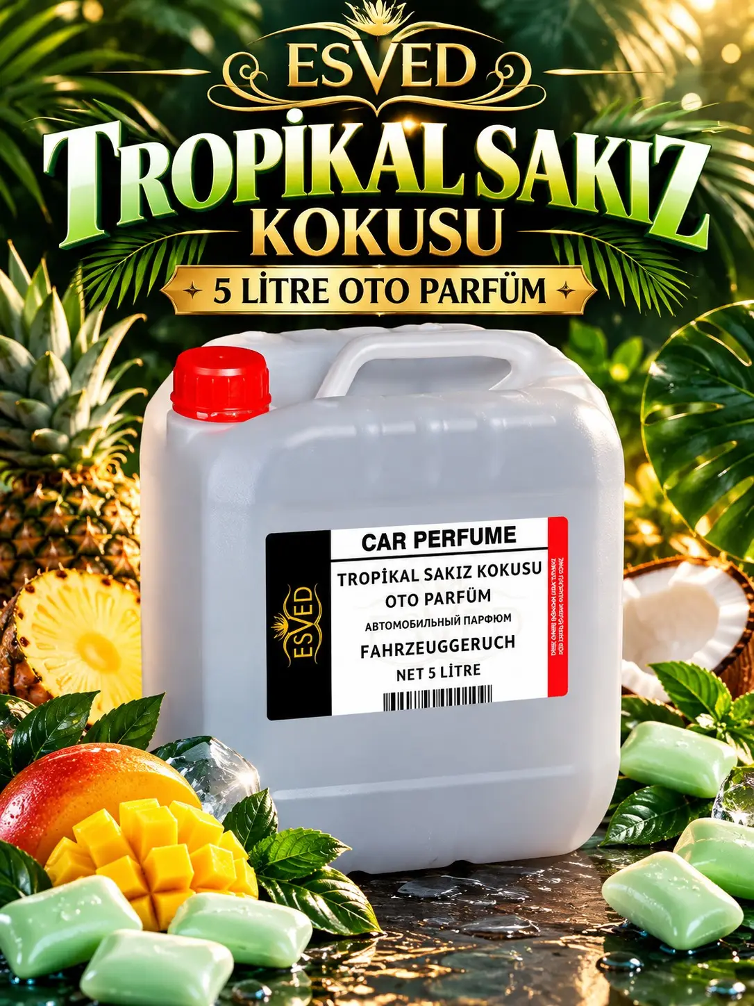 Tropikal Sakız Kokusu Araba Kokusu, Oto Parfüm 5 Litre