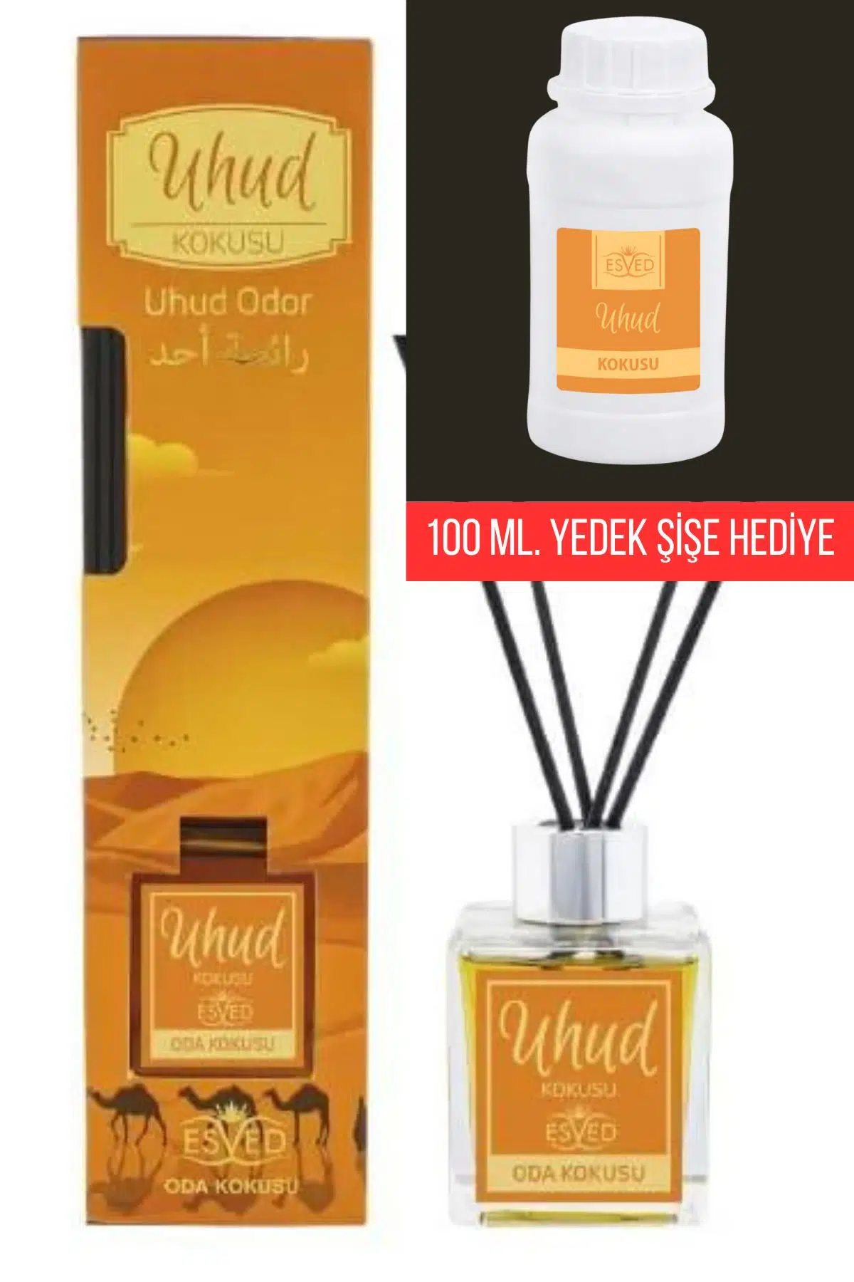 Uhud Kokusu 100 Ml Çubuklu Oda Kokusu Uhud Kokusu 100 ml. yedek dolum şişesi hediyeli Uhud Kokusu 100 Ml Çubuklu Oda Kokusu Uhud Kokusu 100 ml. yedek dolum şişesi hediyeli