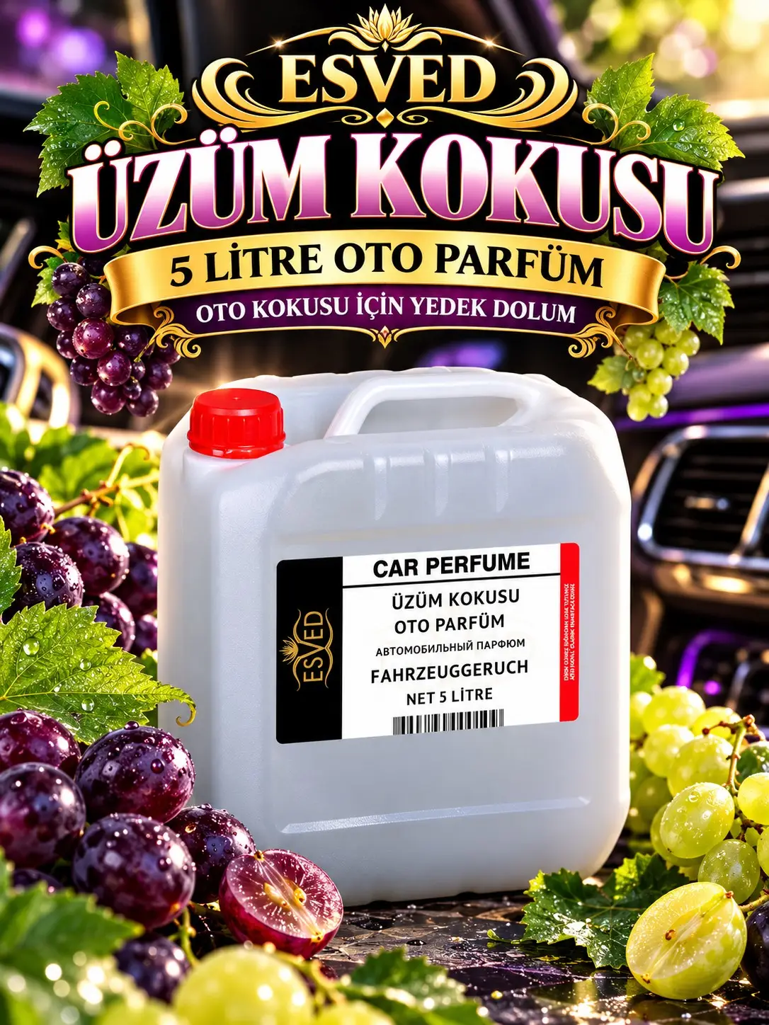 Üzüm Kokusu Araba Kokusu, Araba Kokusu, Oto Parfüm 5 Litre Üzüm Kokusu Araba Kokusu, Araba Kokusu, Oto Parfüm 5 Litre