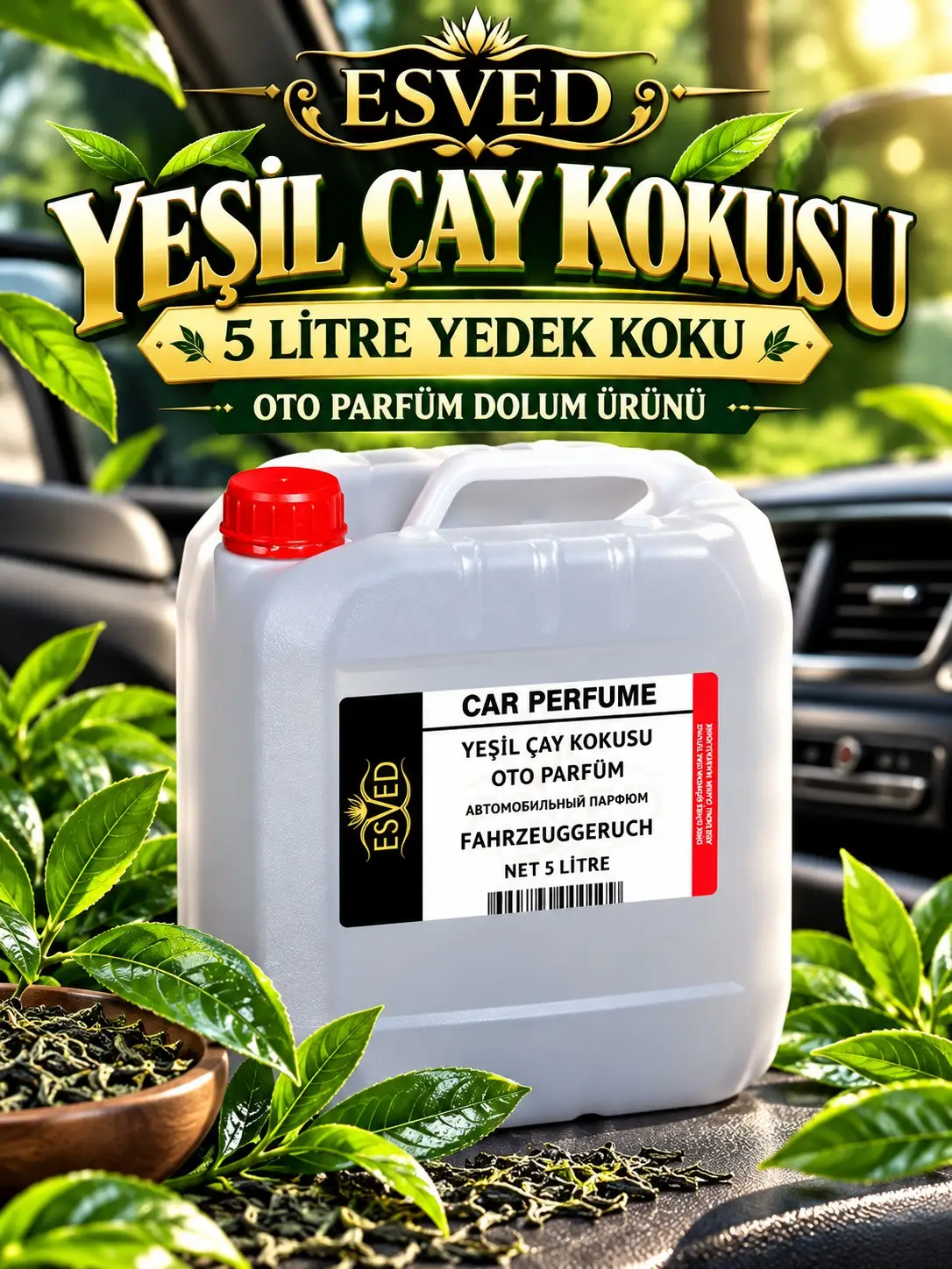 Yeşil Çay Kokusu Araba Kokusu, Oto Parfüm 5 Litre