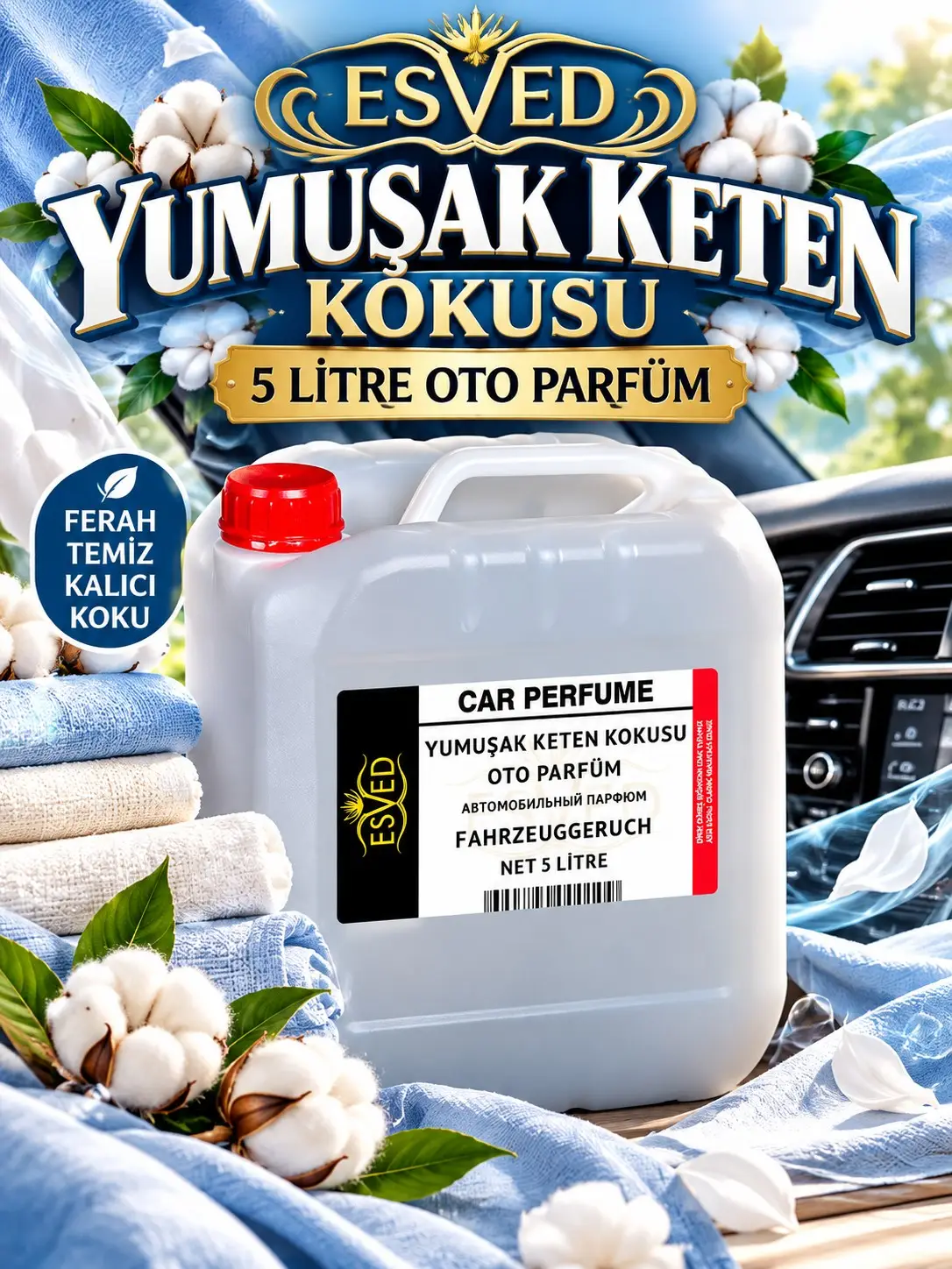 Yumuşak Keten Kokusu Araba Kokusu, Oto Parfüm 5 Litre