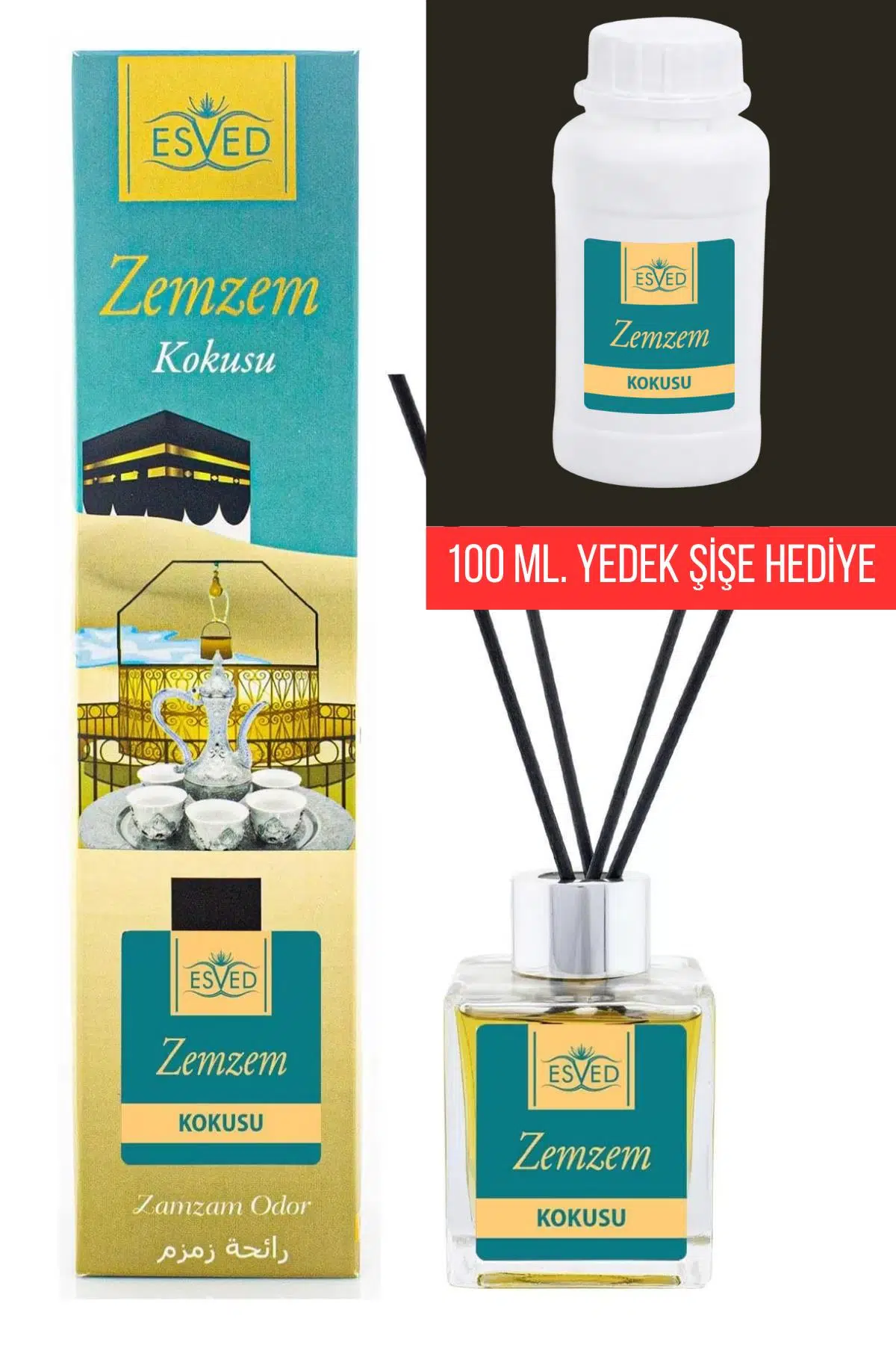 Zemzem Kokusu 100 Ml Çubuklu Oda Kokusu Zemzem Kokusu 100 ml. yedek dolum şişesi hediyeli Zemzem Kokusu 100 Ml Çubuklu Oda Kokusu Zemzem Kokusu 100 ml. yedek dolum şişesi hediyeli